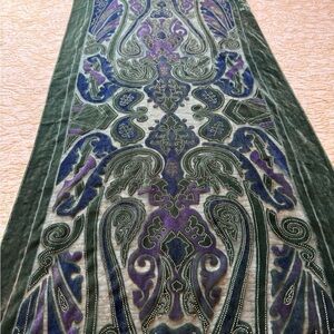 Stevie Nicks Velvet and Mesh Paisley Scarf with Silk Fringe